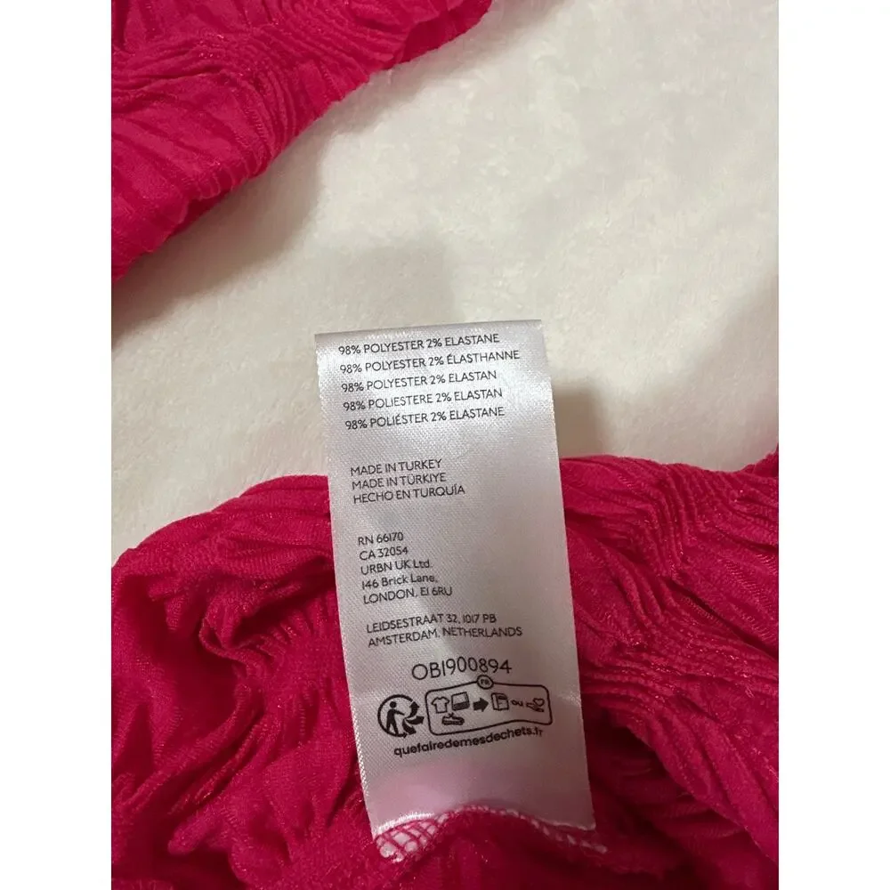 Anthropologie Textured Long Sleeve Top XL Pink Mock Neck